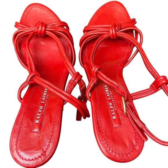 Ralph Lauren Collection Spring 07 Red Strappy Sandals Napa Leather Wedge US 9 - Picture 10 of 14